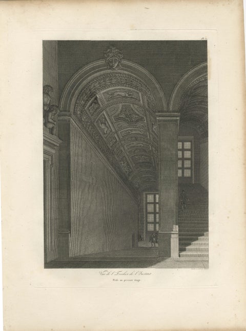 Antique Institut de France Grand Staircase Interior Print, Baltard 1803