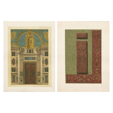 Bavarian Ecclesiastical Chromolithographs, Gothic Revival Design, 1874